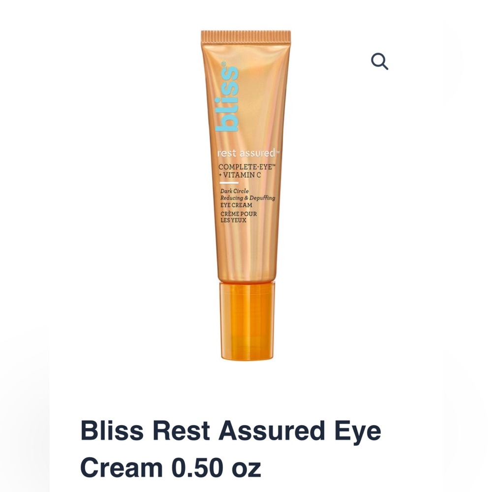 Bliss Rest Assured Refreshing Eye Cream w. Vitamin C Reduces Dark Circles .5 Oz